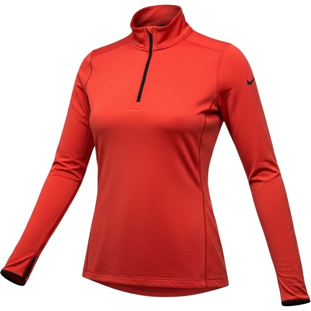 Nike Pro Dri-FIT Womens XL Half Zip Pullover Red Long Sleeve Thumbhole Top